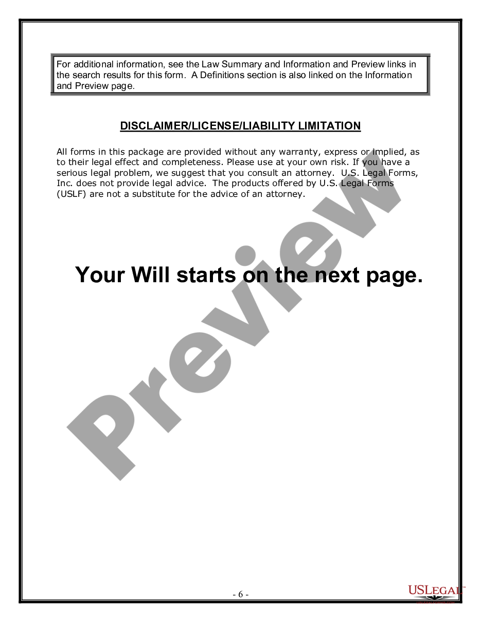 page 5 Legal Last Will and Testament Form for Divorced Person Not Remarried with No Children preview
