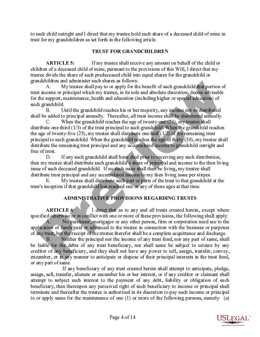 Preview Last Will and Testament for Married Person with Children