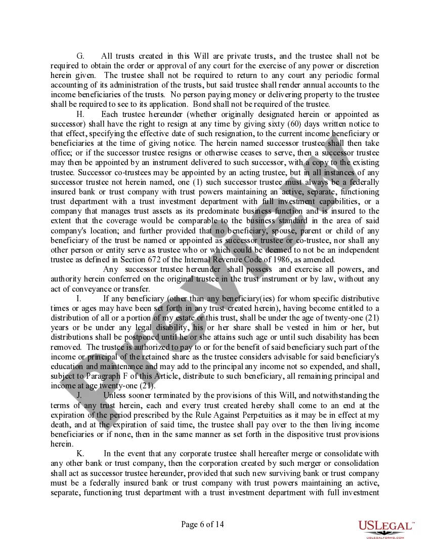 Preview Last Will and Testament for Married Person with Children