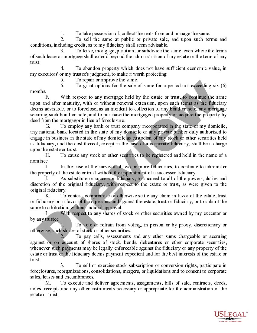 Preview Last Will and Testament with Special Needs Trust Distribution