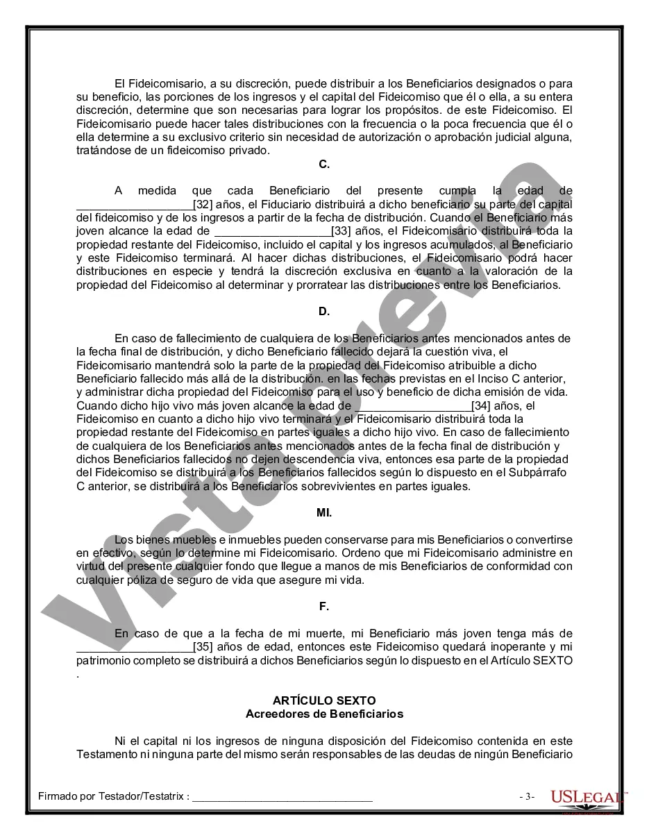 Preview Formulario de última voluntad y testamento legal para personas divorciadas que no se han vuelto a casar con hijos adultos y menores