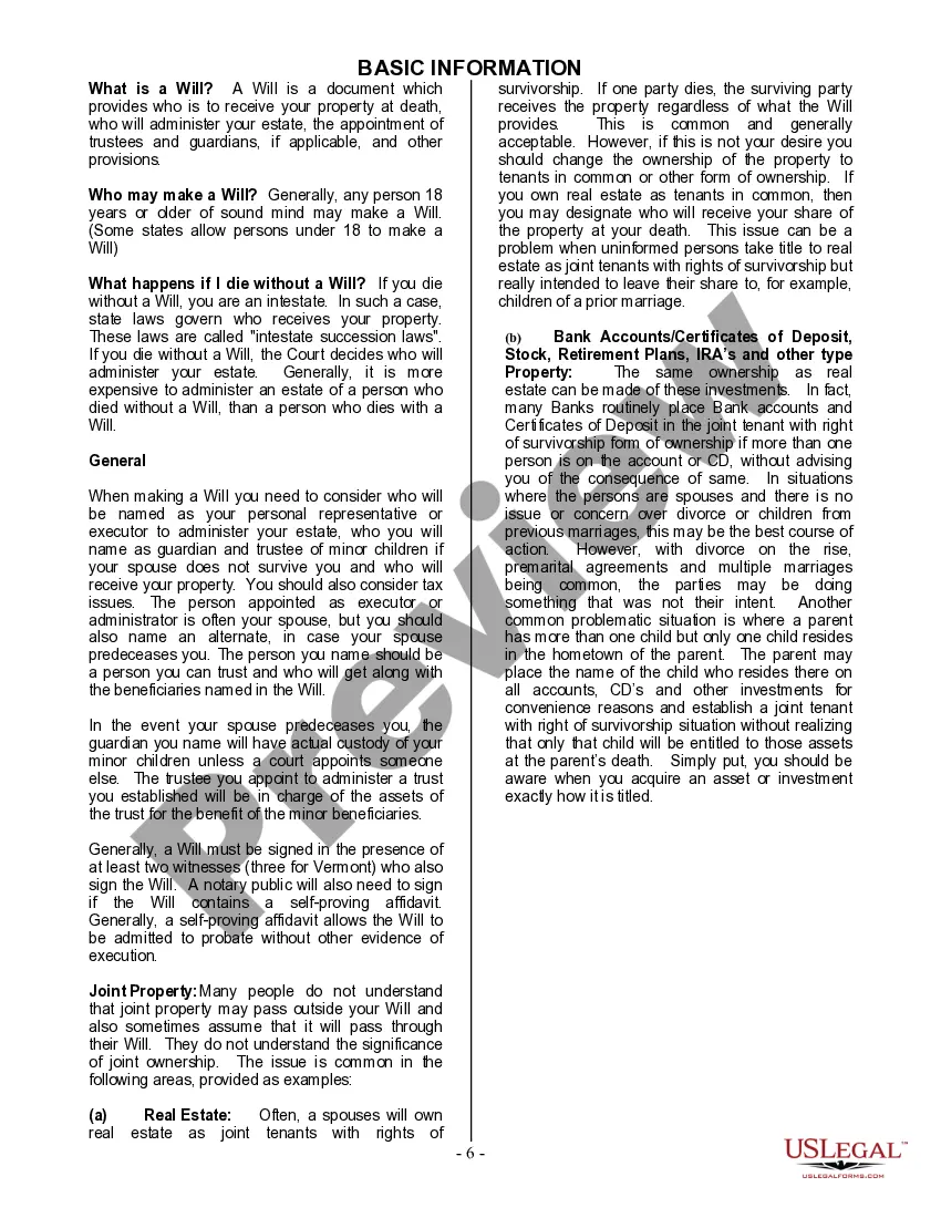 Preview Mutual Wills package with Last Wills and Testaments for Married Couple with No Children