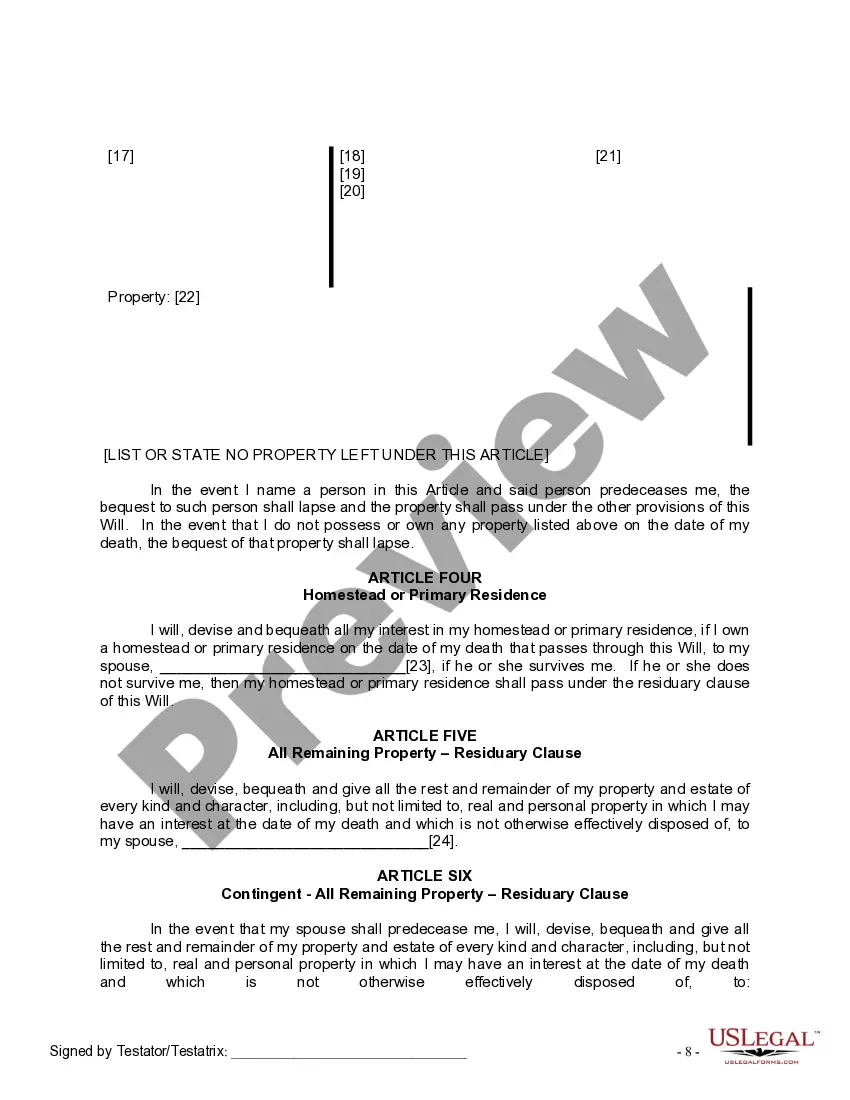 Preview Mutual Wills package with Last Wills and Testaments for Married Couple with No Children
