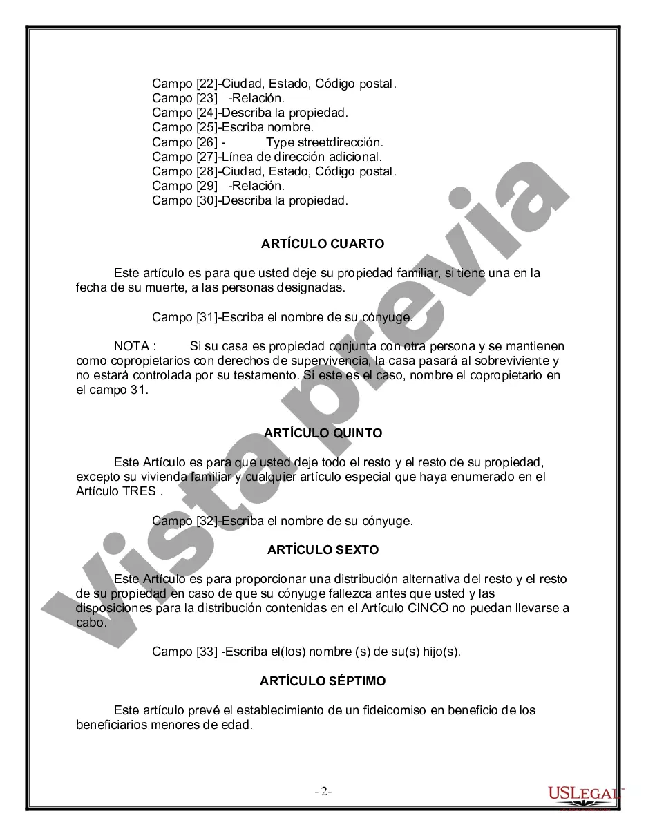 Preview Paquete de Voluntades Mutuas con Últimas Voluntades y Testamentos para Pareja Casada con Hijos Menores