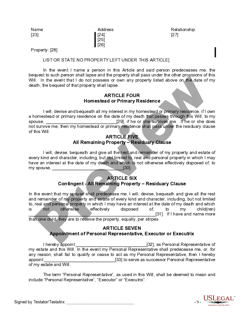 Get Last Will and Testament for Married person with Adult Children Preview Last Will and Testament for Married person with Adult Children