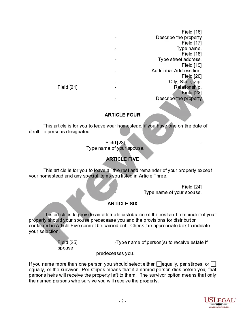 Get Last Will and Testament for a Married Person with No Children Preview Last Will and Testament for a Married Person with No Children