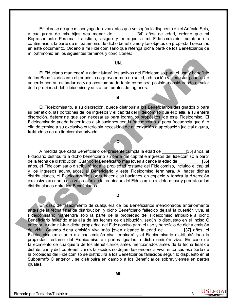 Preview Formulario de última voluntad y testamento legal para persona casada con hijos menores