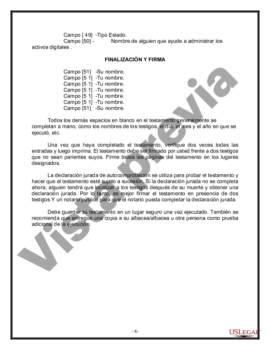 Preview Paquete de Voluntades Mutuas con Últimas Voluntades y Testamentos para Pareja Casada con Hijos Mayores y Menores