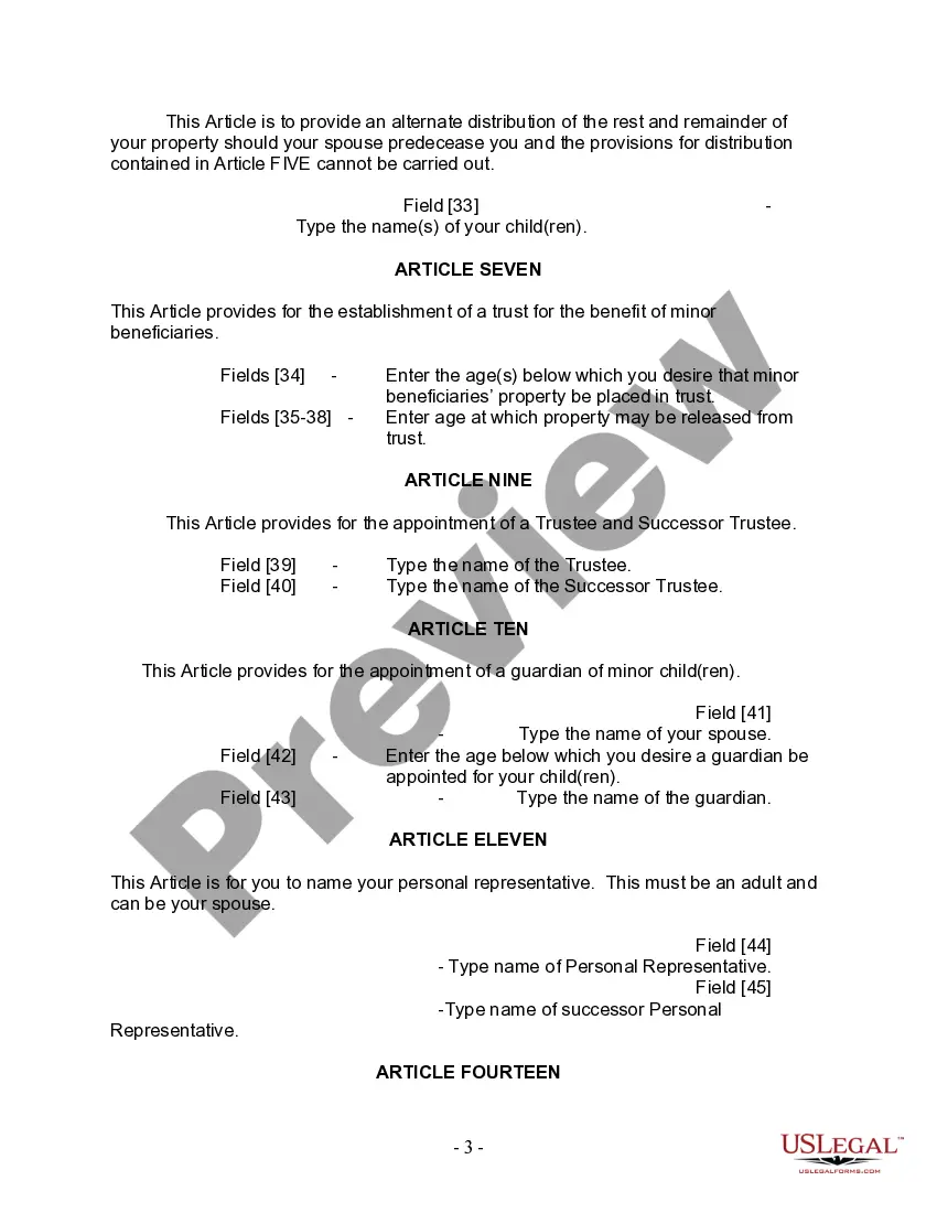 Preview Mutual Wills Package with Last Wills and Testaments for Married Couple with Adult and Minor Children