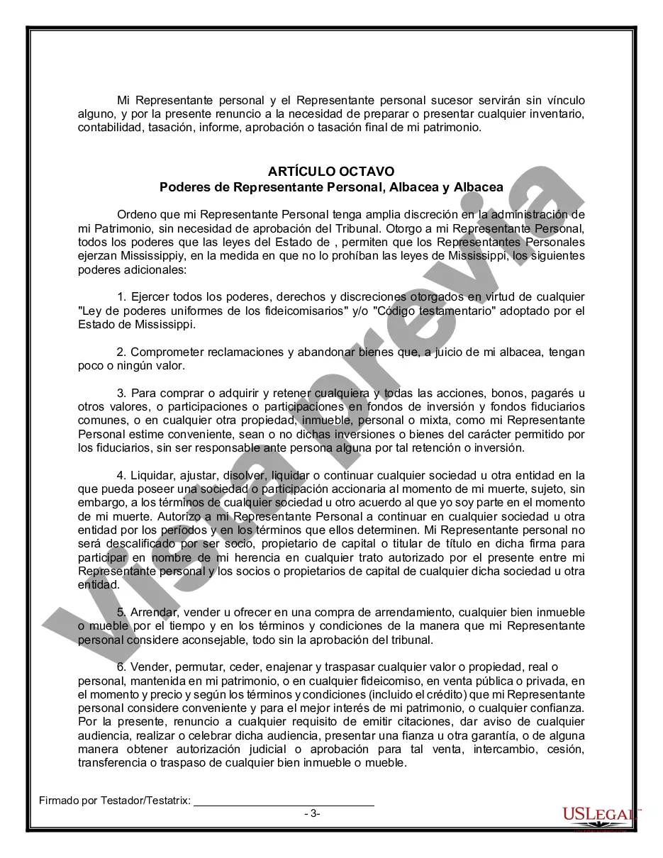 Preview Formulario de testamento y última voluntad legal para viuda o viudo con hijos adultos