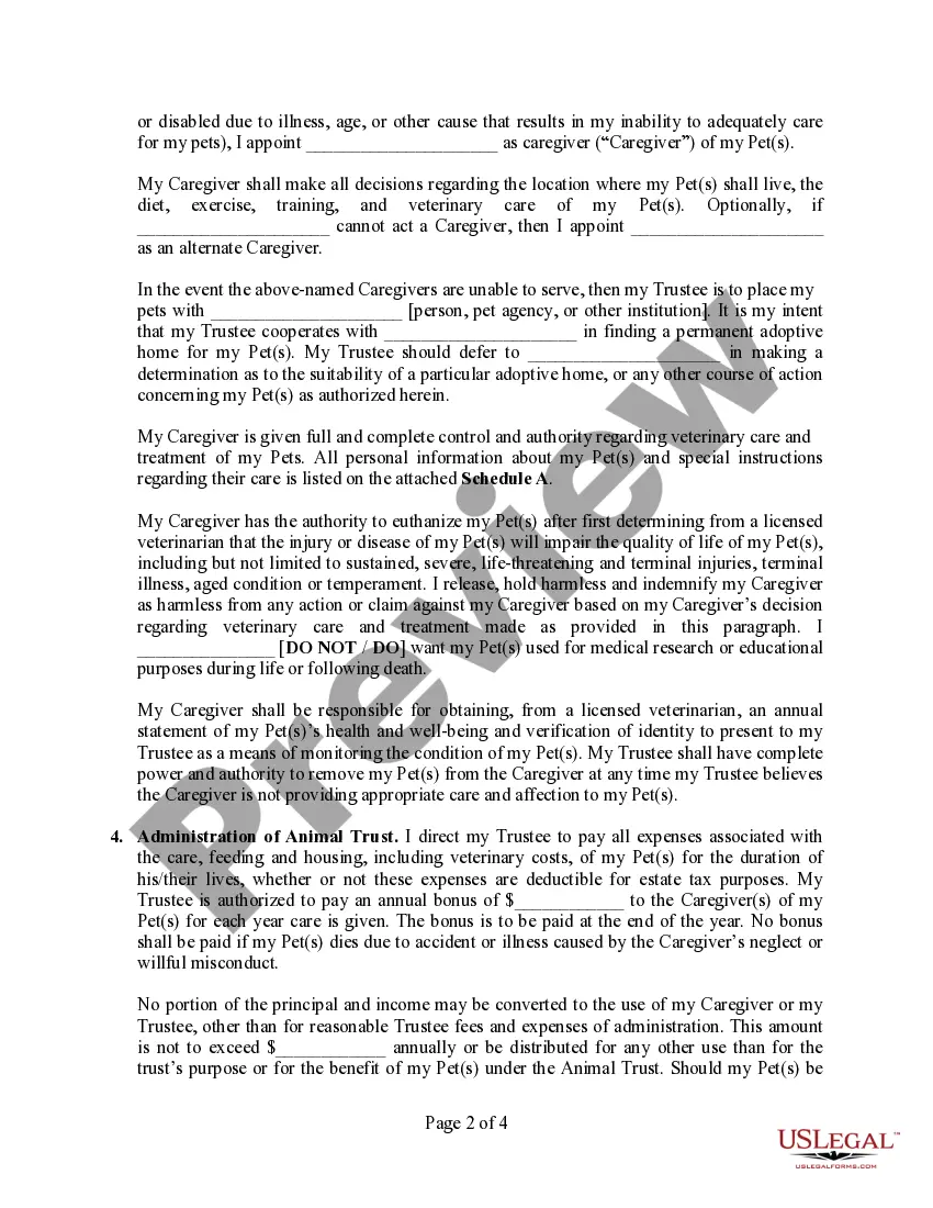 Preview Codicil to Will Form for Amending Your Will - Testamentary Pet Trust