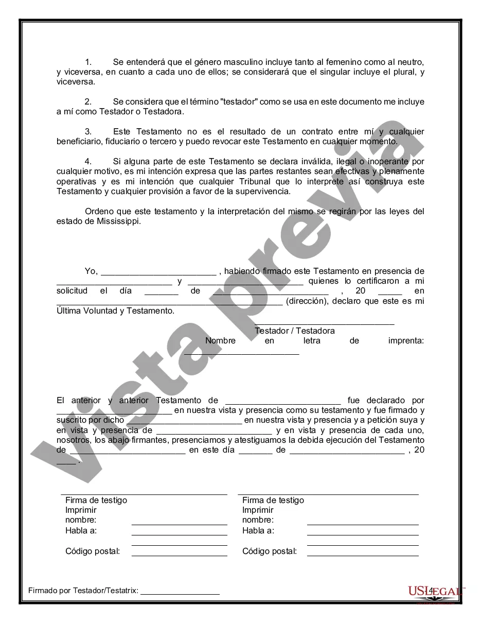 Preview Último testamento legal y formulario de testamento con todos los bienes en fideicomiso llamado testamento invertido