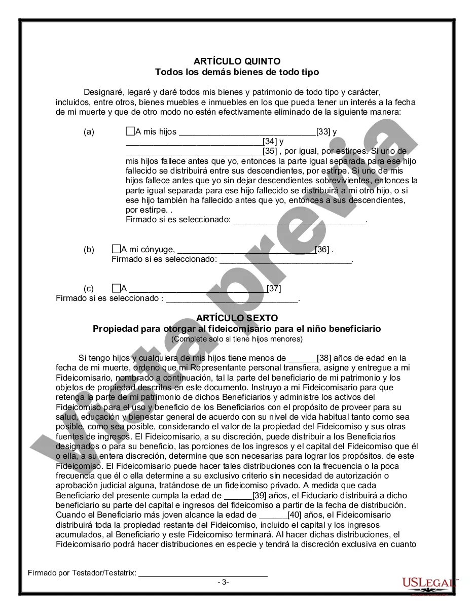 Preview Última voluntad y testamento para otras personas