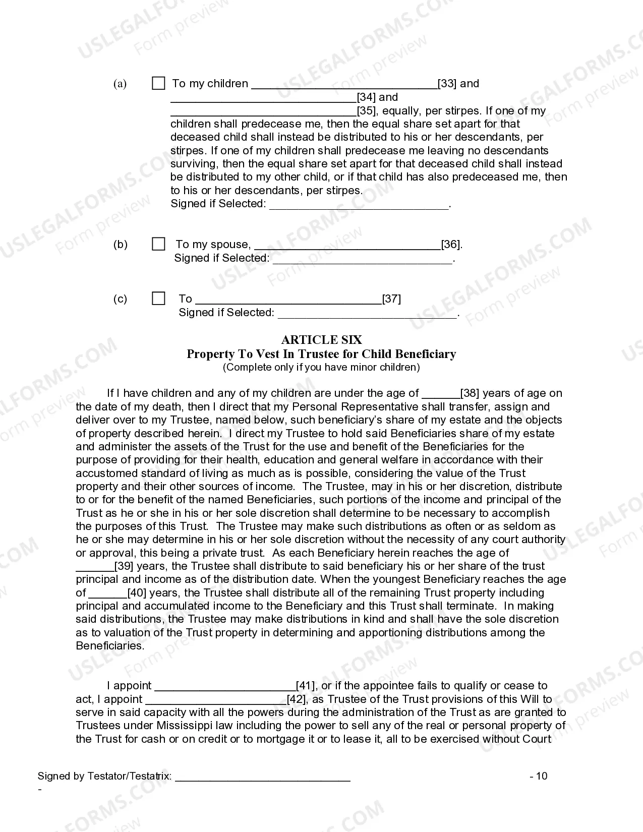 Preview Last Will and Testament for other Persons