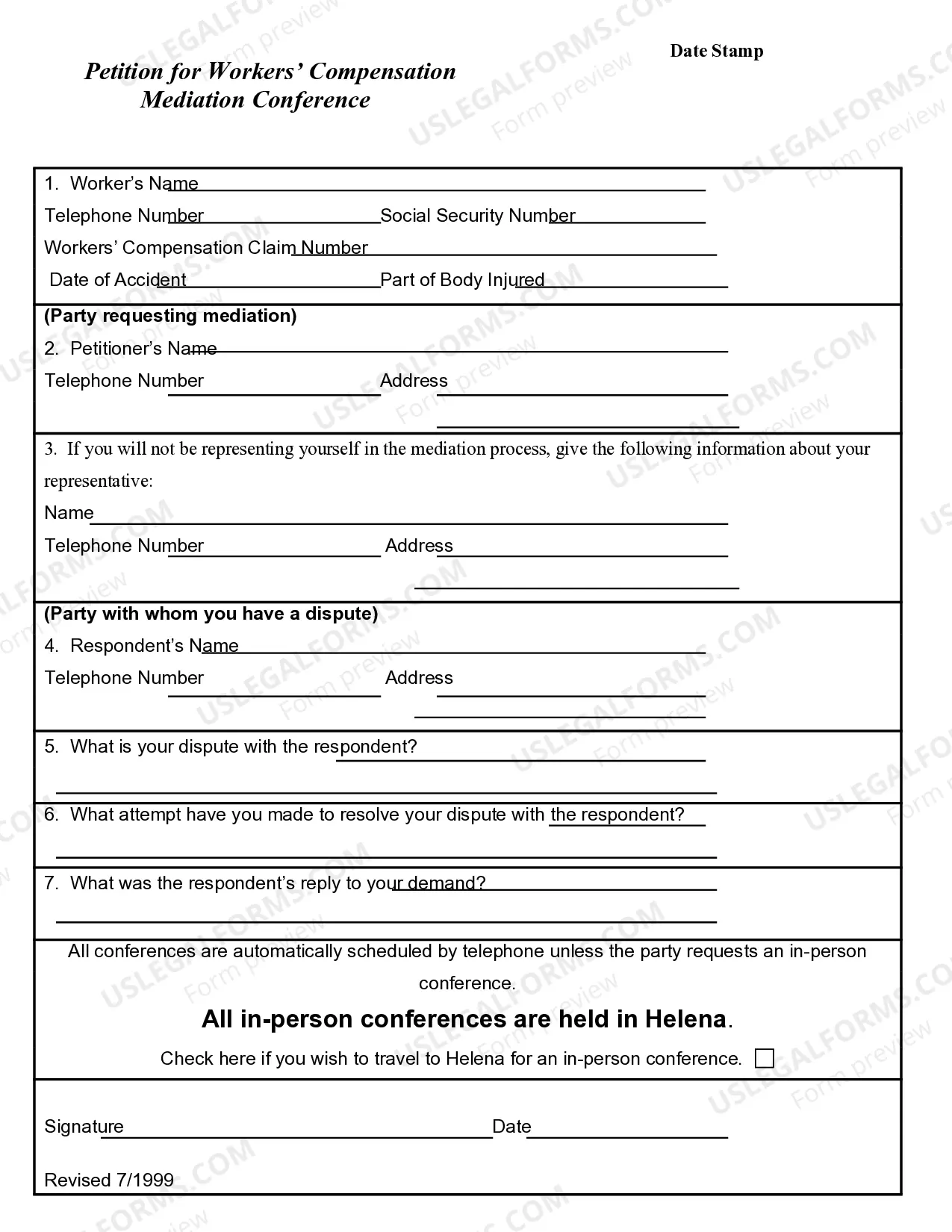 Preview Petition For Workers Compensation Mediation Conference