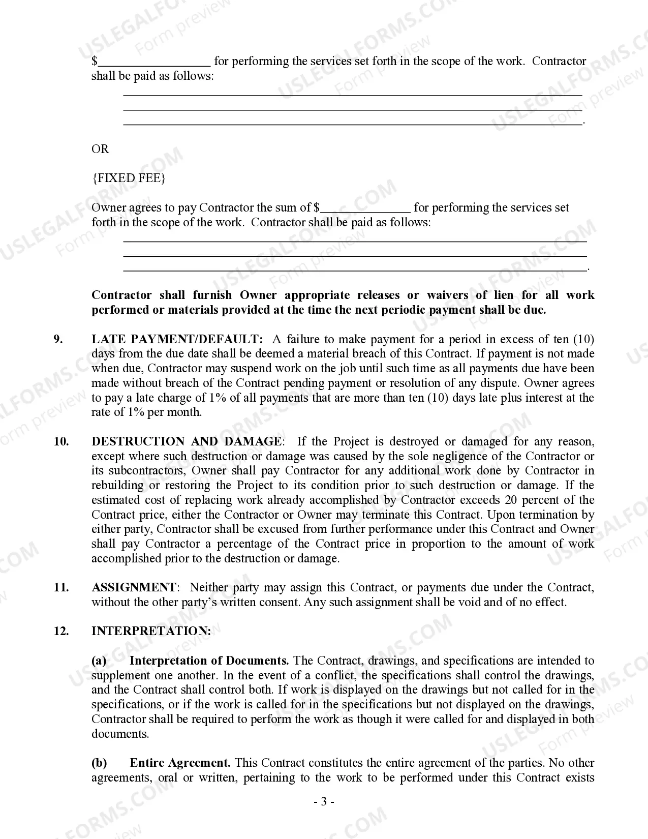 Preview Painting Contract for Contractor