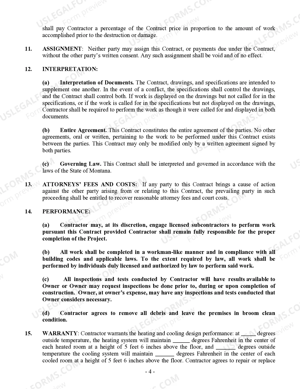 Preview HVAC Contract for Contractor