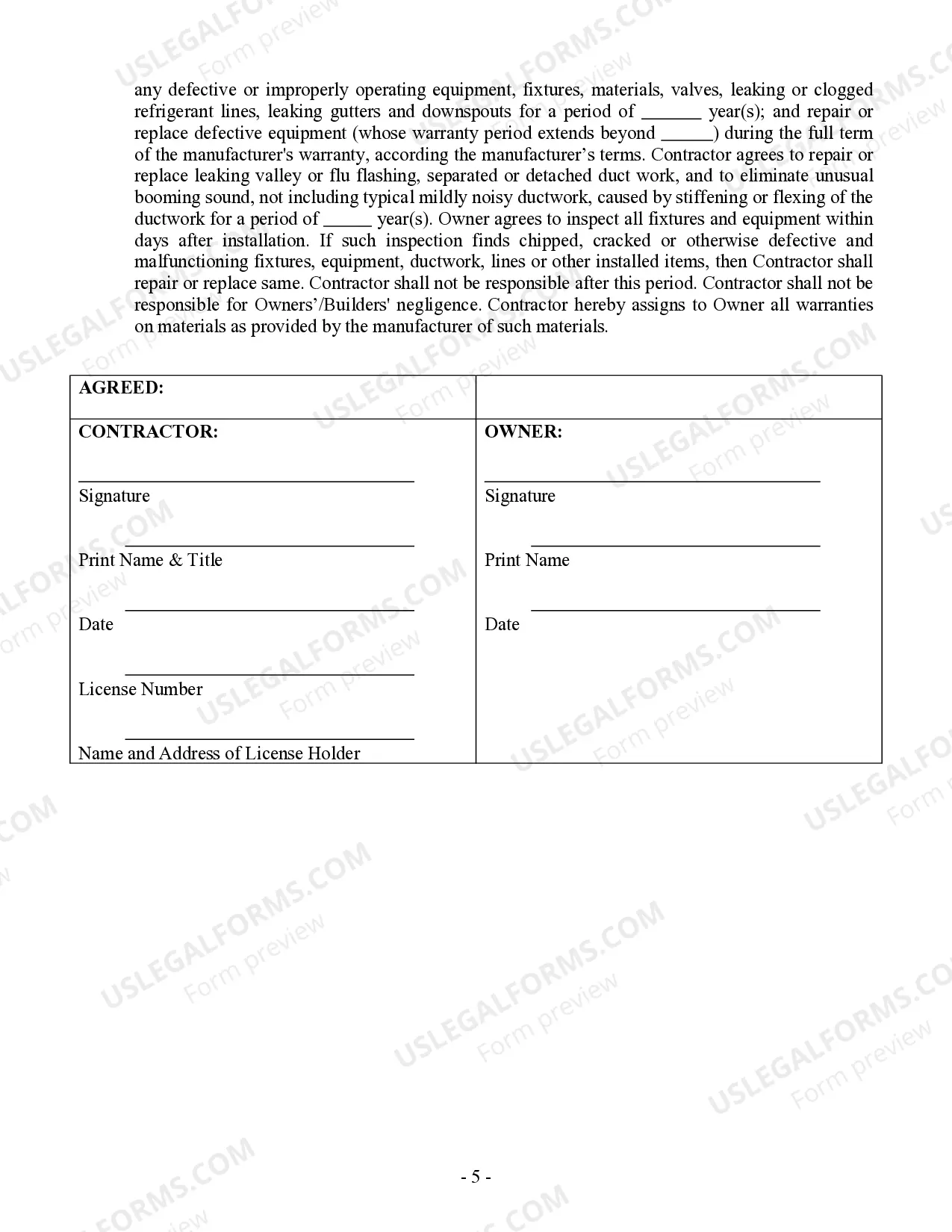 Preview HVAC Contract for Contractor