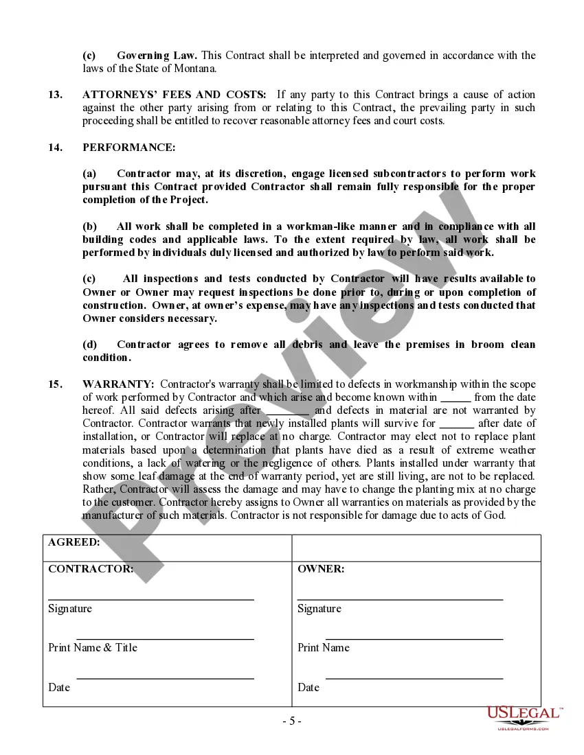 Preview Landscape Contract for Contractor