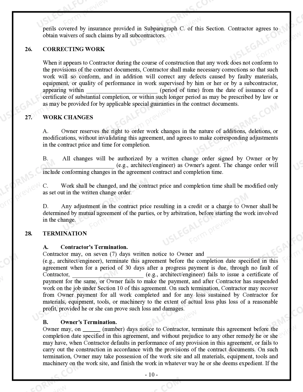 Preview Commercial Contract for Contractor