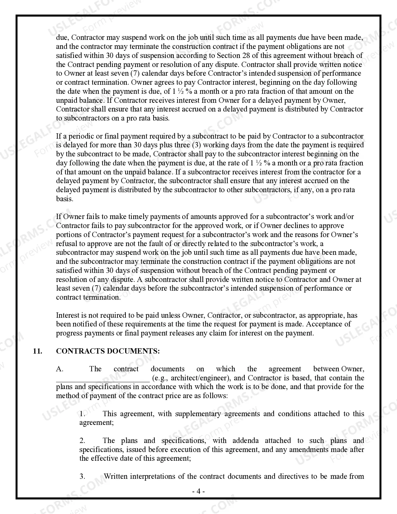 Preview Commercial Contract for Contractor