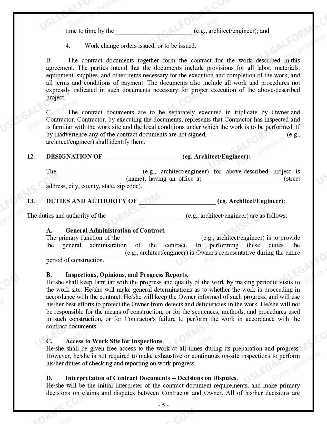 Preview Commercial Contract for Contractor