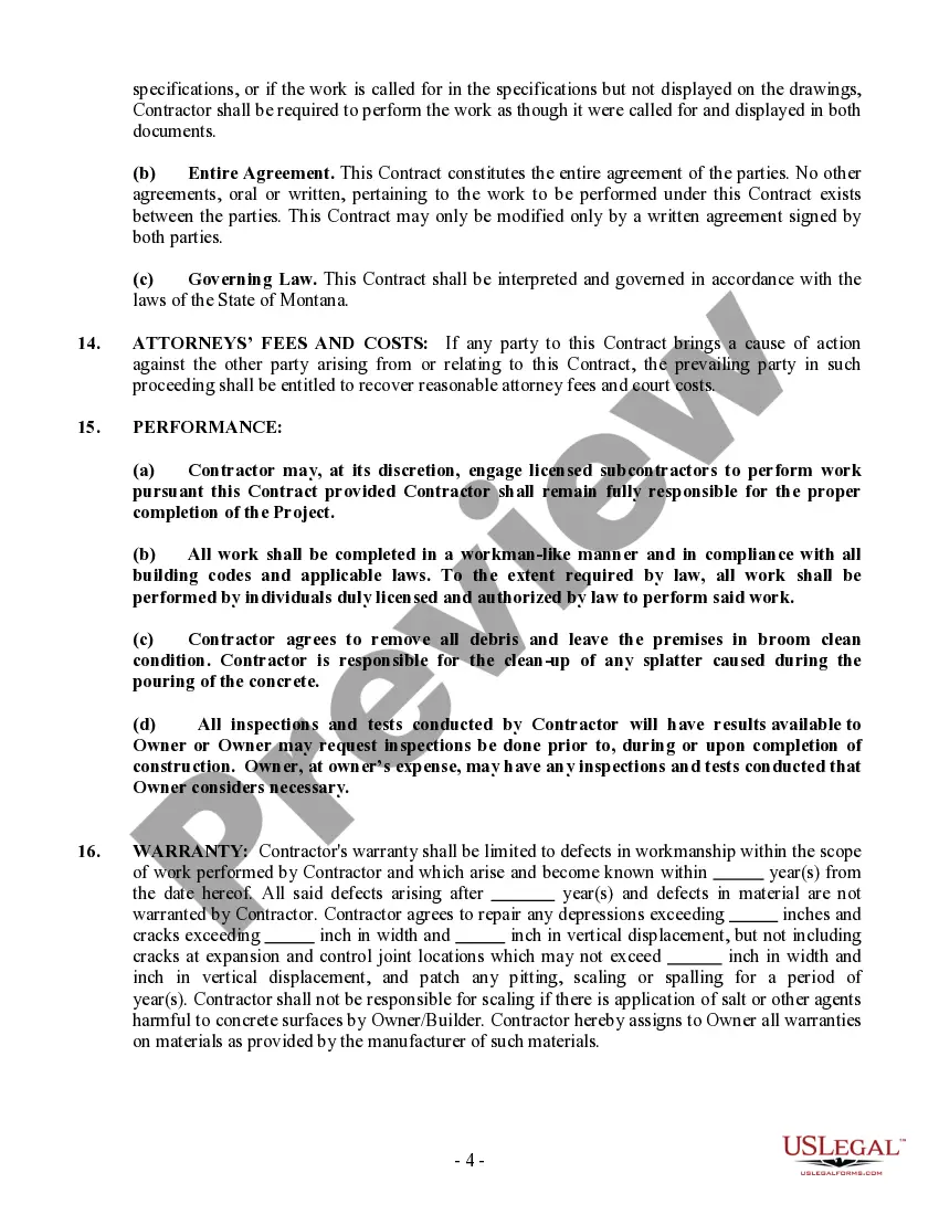 Preview Concrete Mason Contract for Contractor