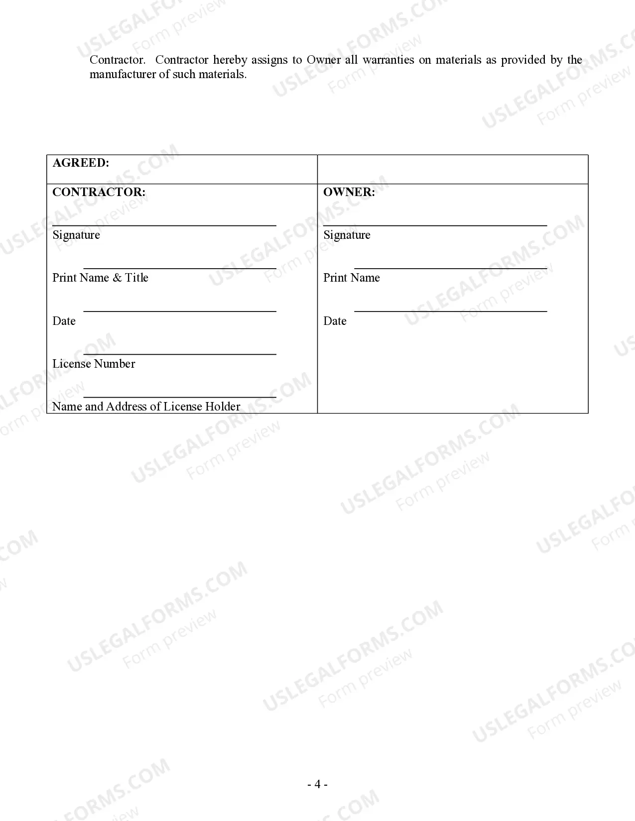 Preview Paving Contract for Contractor