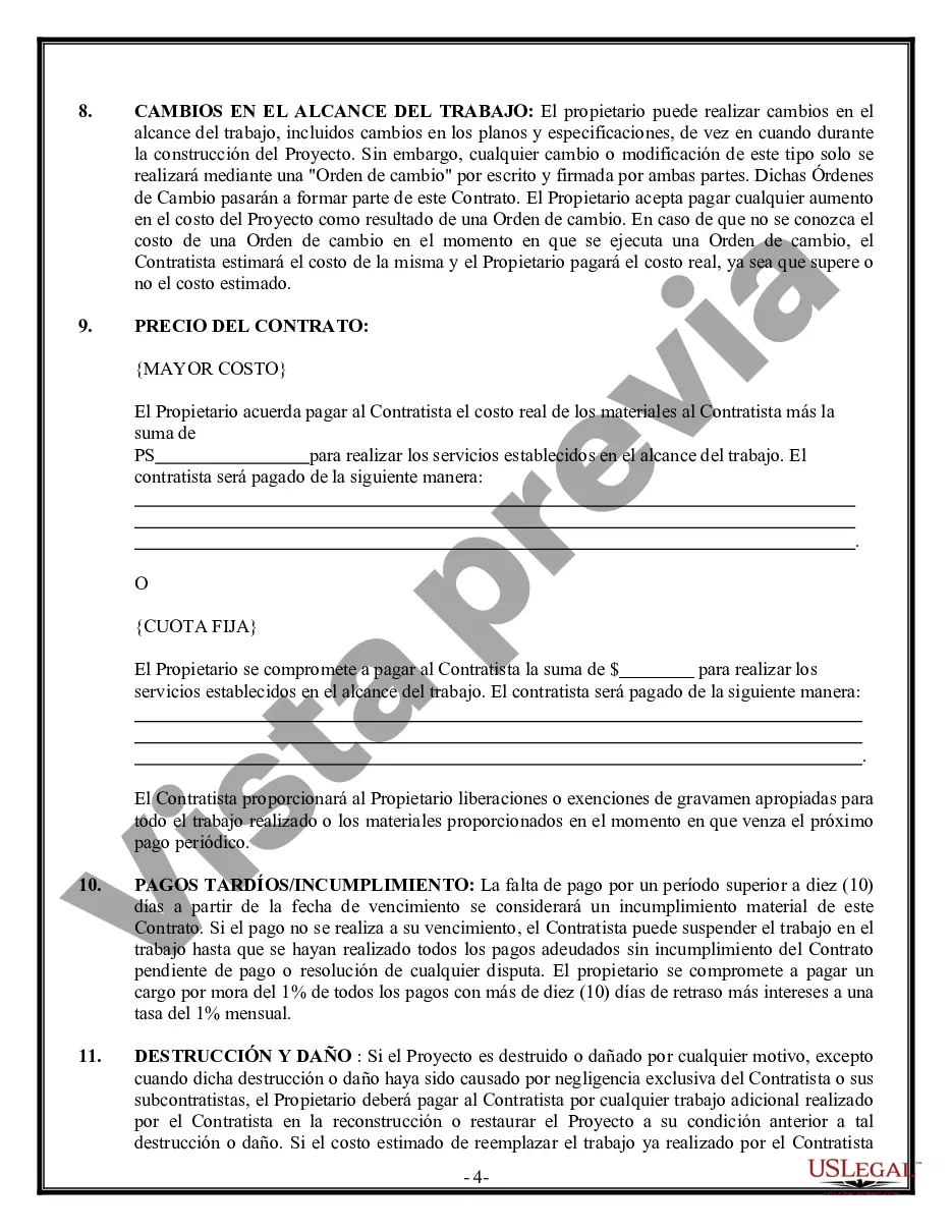 Preview Contrato de plomería para contratista