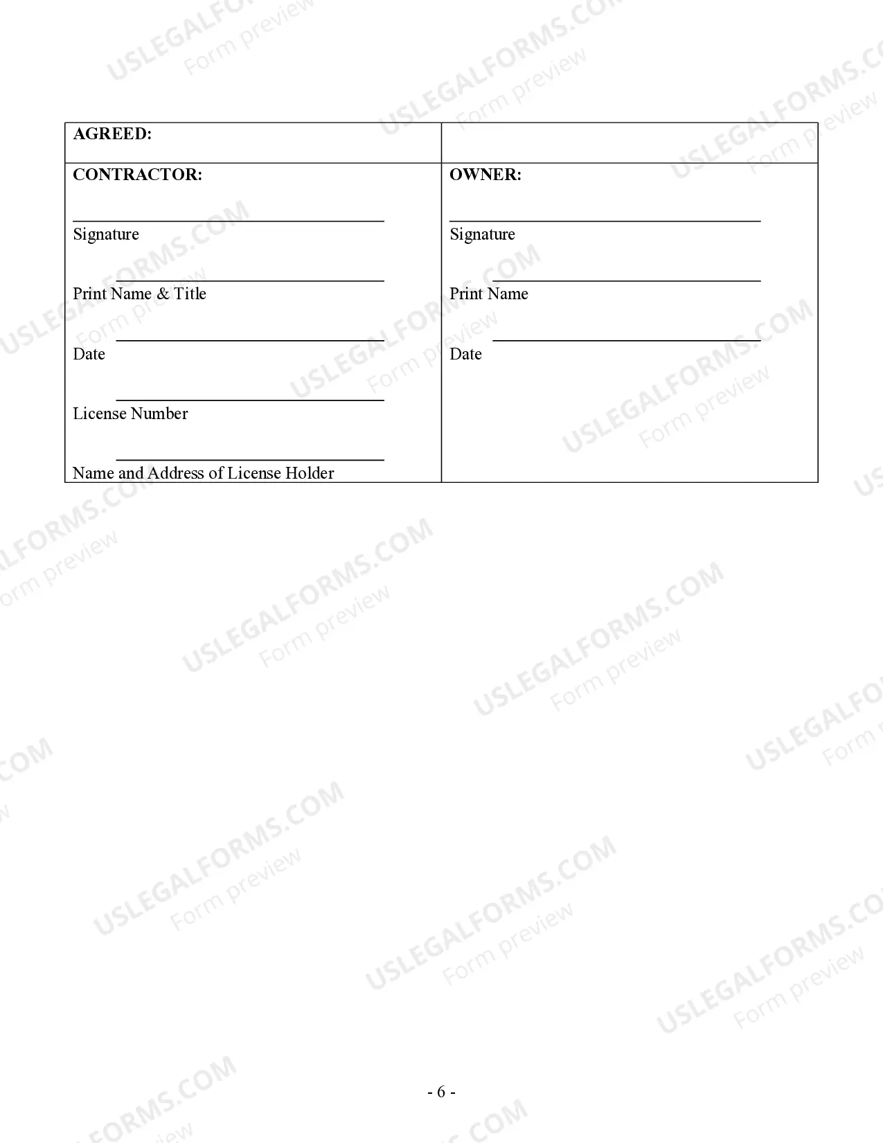 Preview Plumbing Contract for Contractor