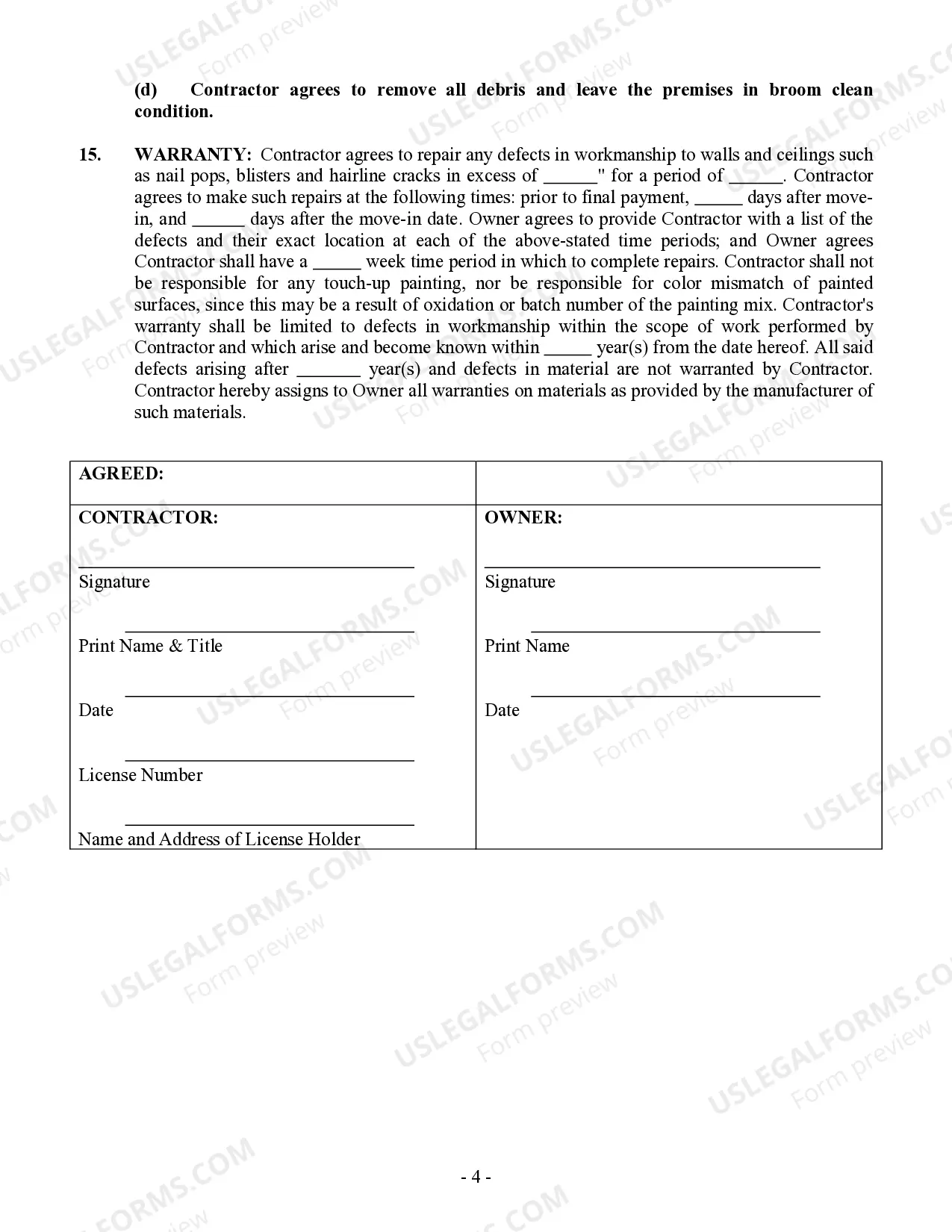 Preview Sheetrock Drywall Contract for Contractor