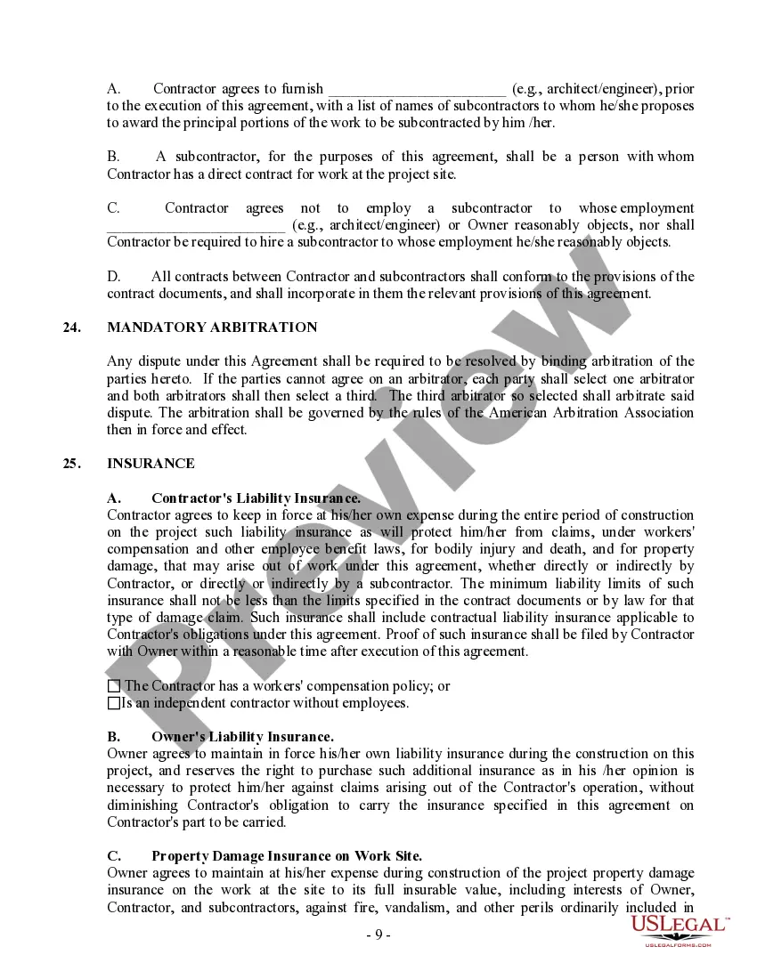 Preview Montana New Home Construction Contract