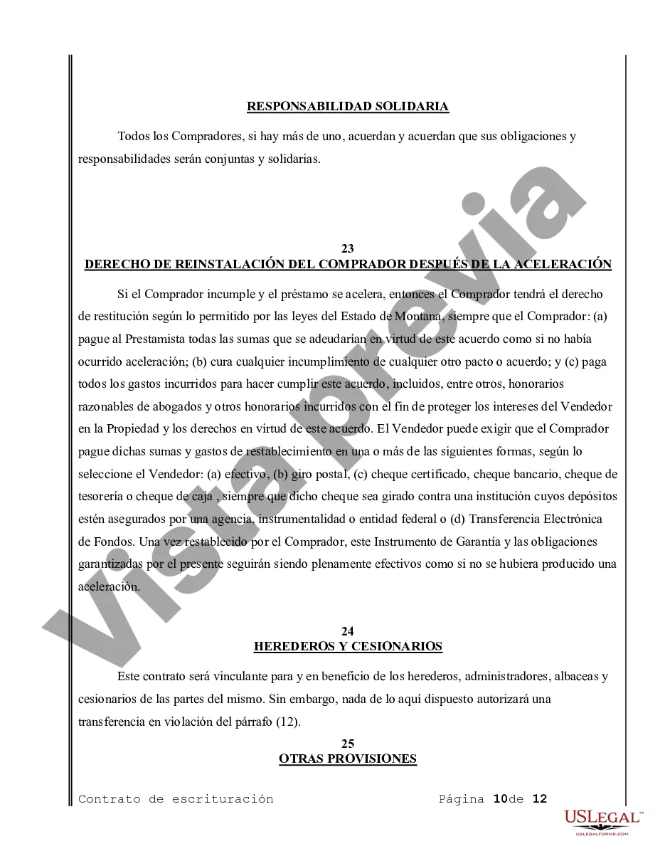 Preview Acuerdo o Contrato de Escritura de Venta y Compra de Bienes Raíces a/k/a Terreno o Contrato de Ejecución
