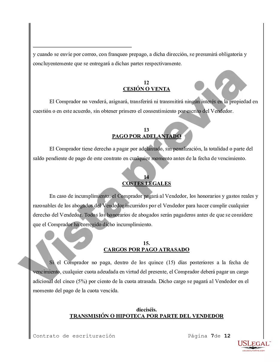 Preview Acuerdo o Contrato de Escritura de Venta y Compra de Bienes Raíces a/k/a Terreno o Contrato de Ejecución