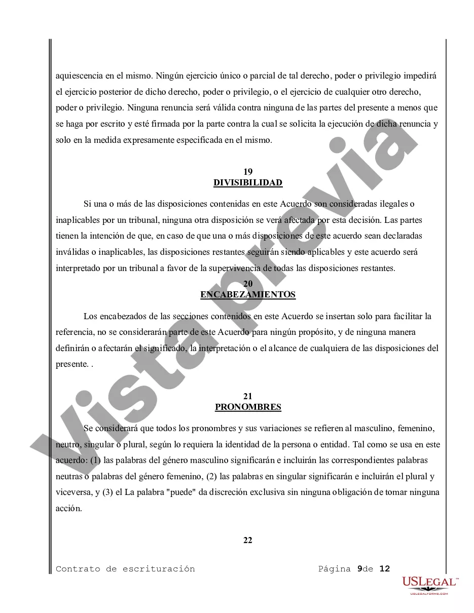 Preview Acuerdo o Contrato de Escritura de Venta y Compra de Bienes Raíces a/k/a Terreno o Contrato de Ejecución