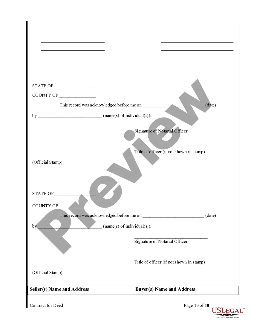 Preview Agreement or Contract for Deed for Sale and Purchase of Real Estate a/k/a Land or Executory Contract