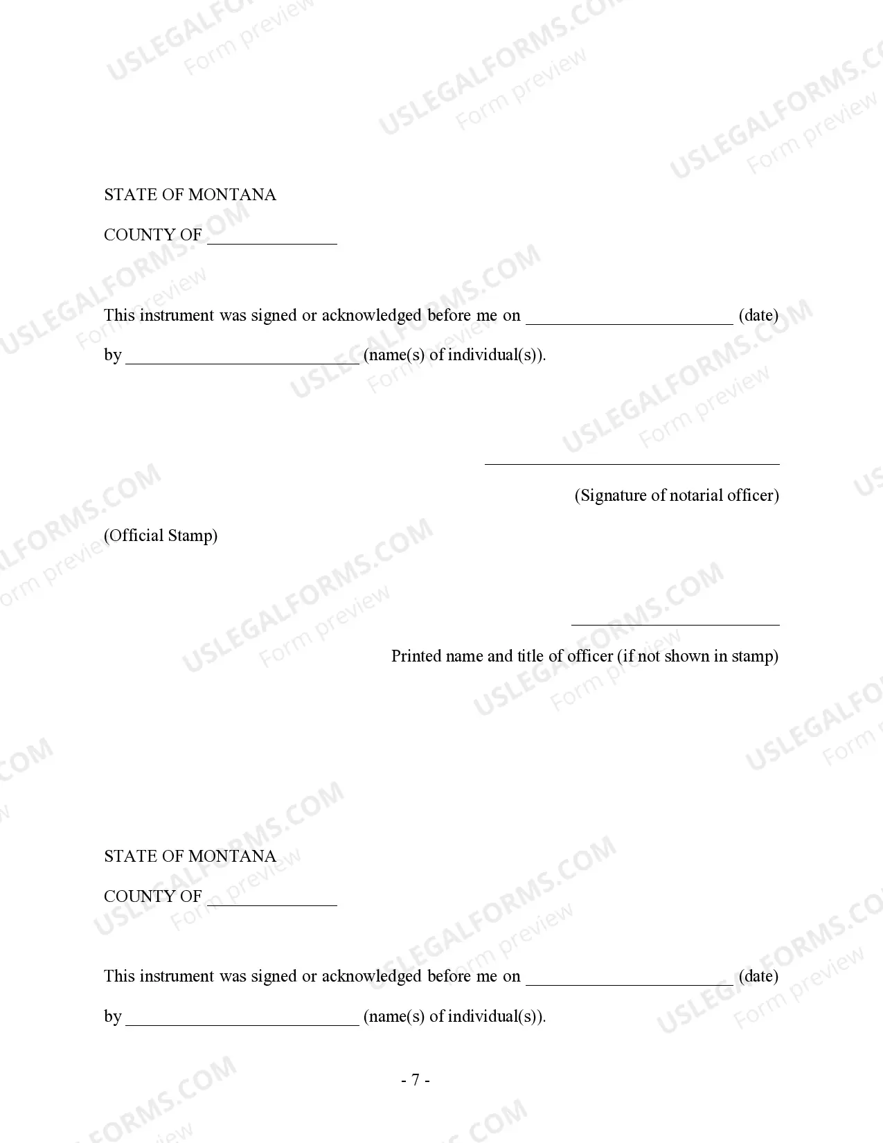 Preview Montana Prenuptial Premarital Agreement without Financial Statements