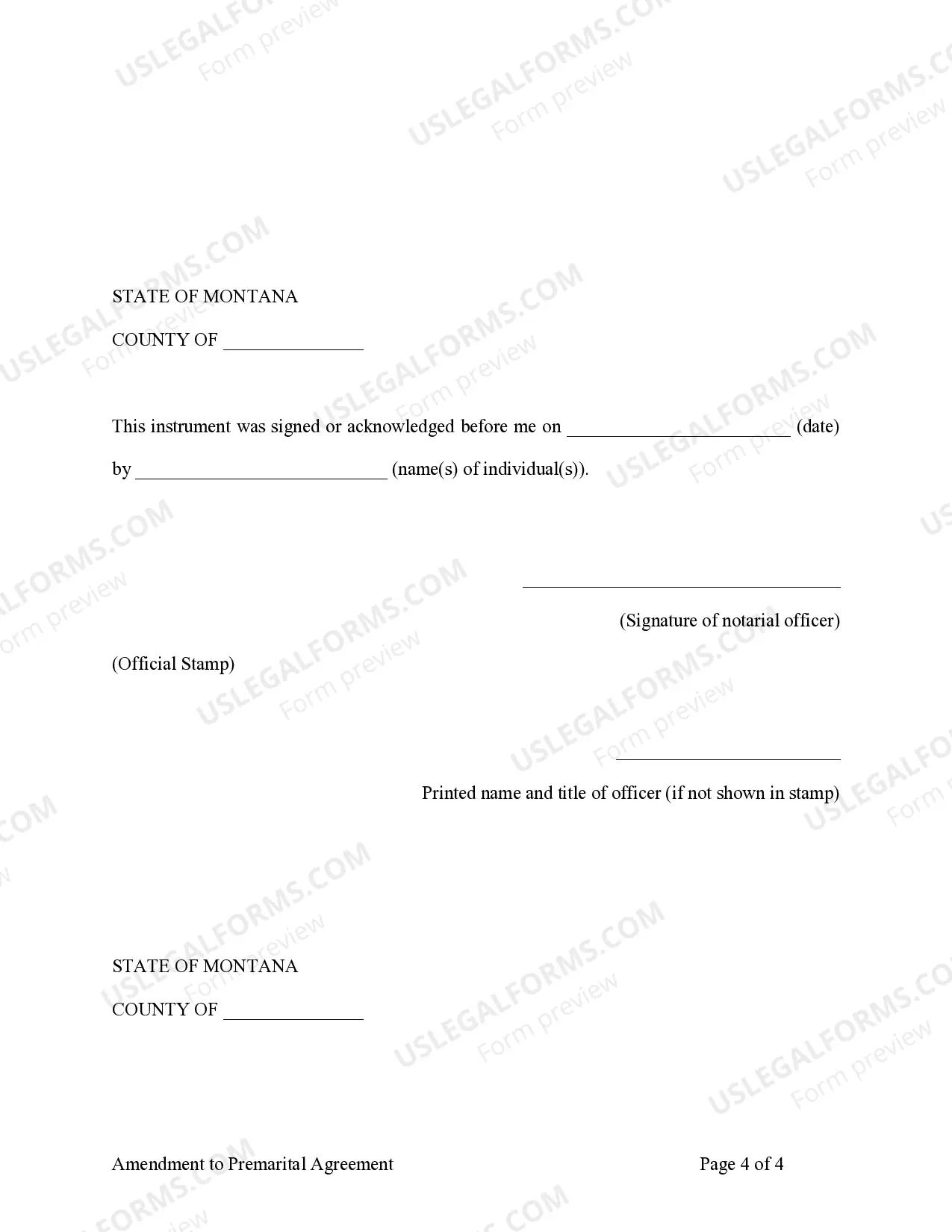 Preview Amendment to Prenuptial or Premarital Agreement