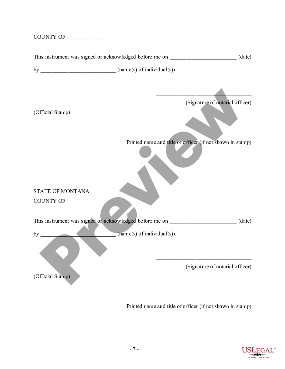 page 6 Montana Prenuptial Premarital Agreement - Uniform Premarital Agreement Act - with Financial Statements preview