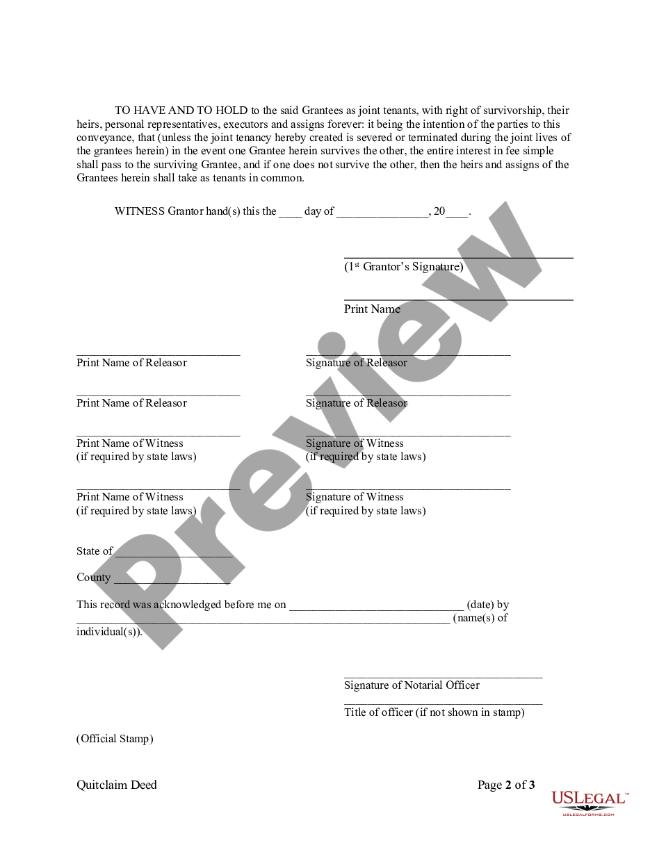 page 1 Quitclaim Deed from Individual to Husband and Wife preview
