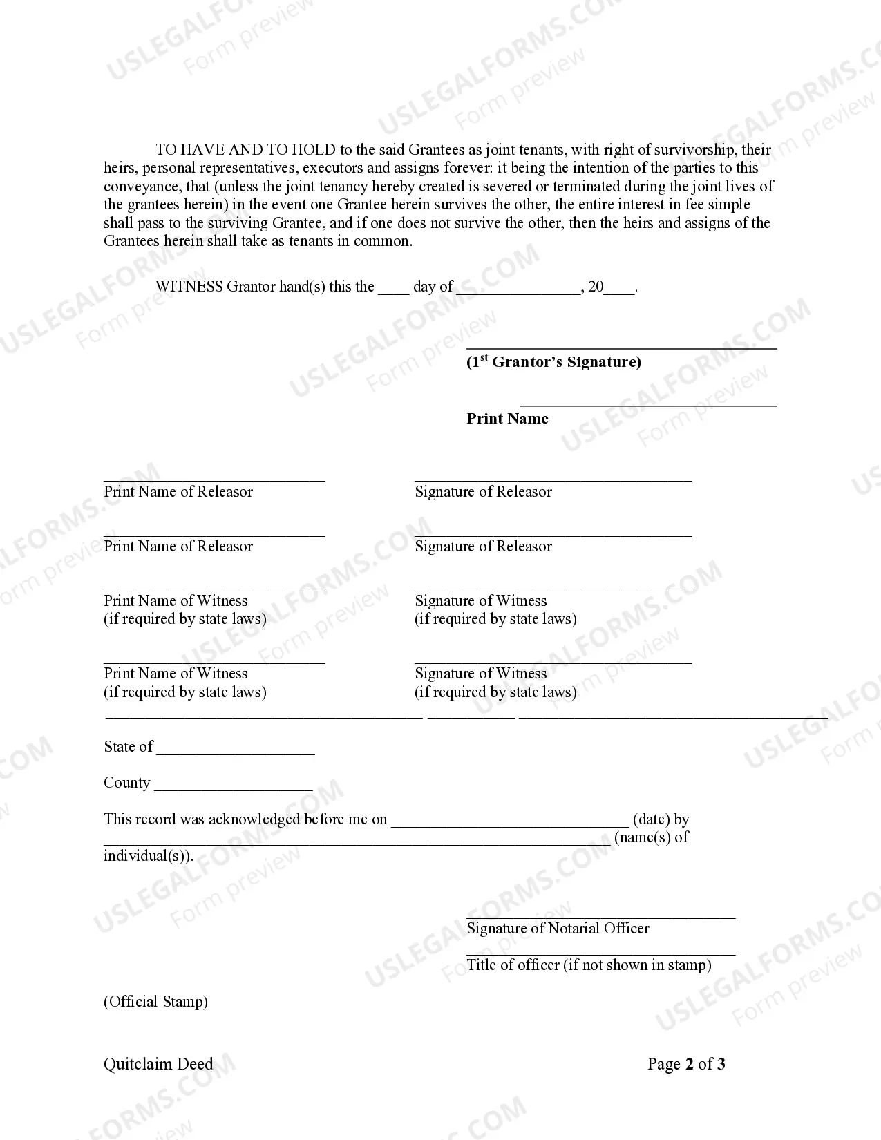Preview Quitclaim Deed from Individual to Husband and Wife