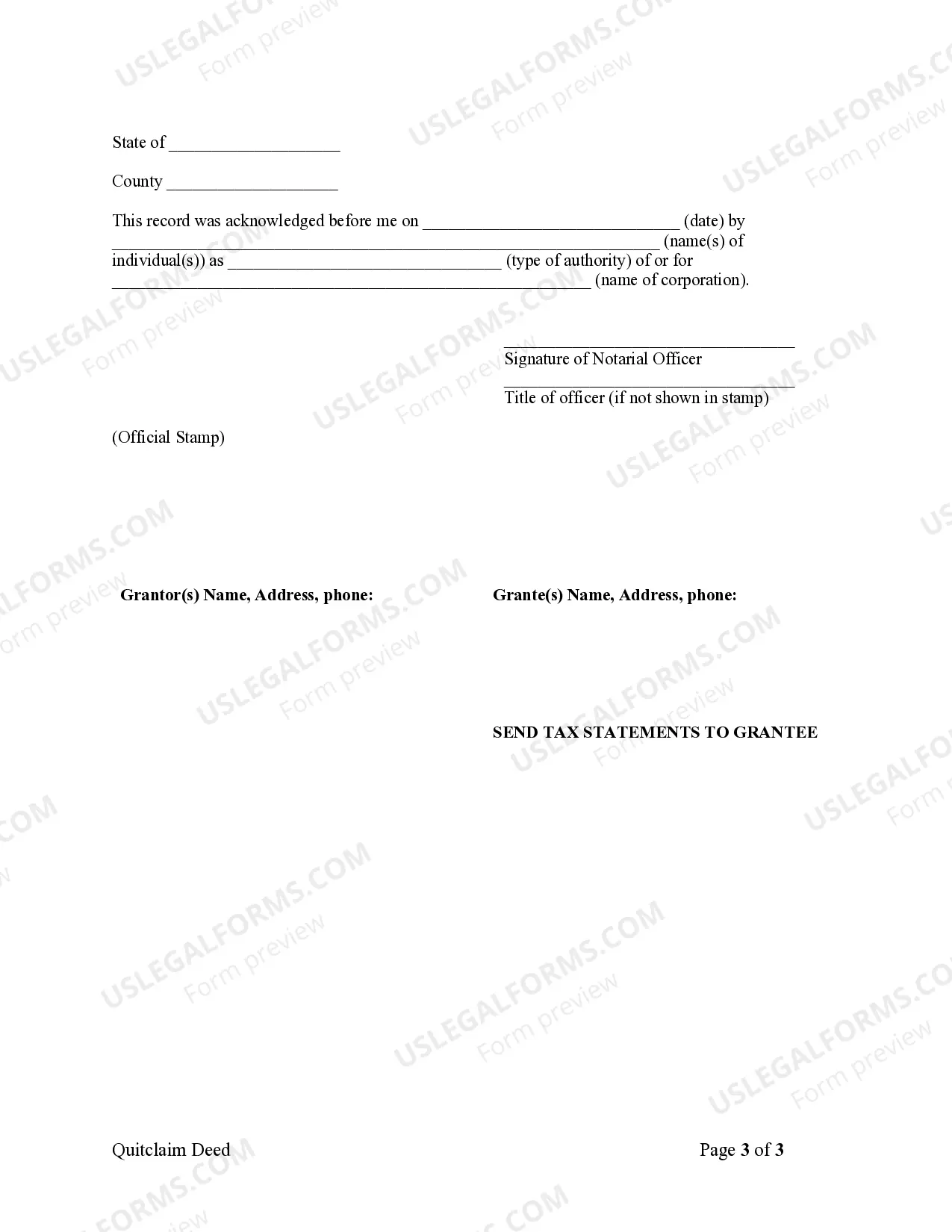 Preview Quitclaim Deed from Corporation to Husband and Wife