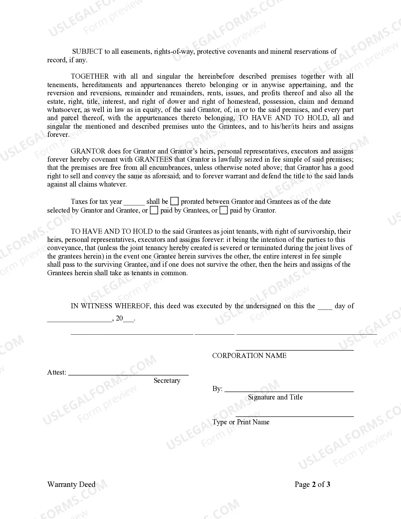 Preview Warranty Deed from Corporation to Husband and Wife