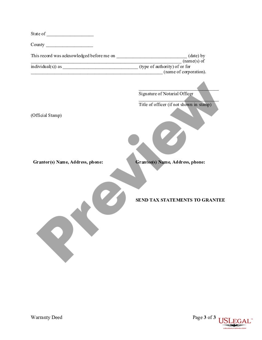 Montana Warranty Deed From Corporation To Individual Us Legal Forms 0434