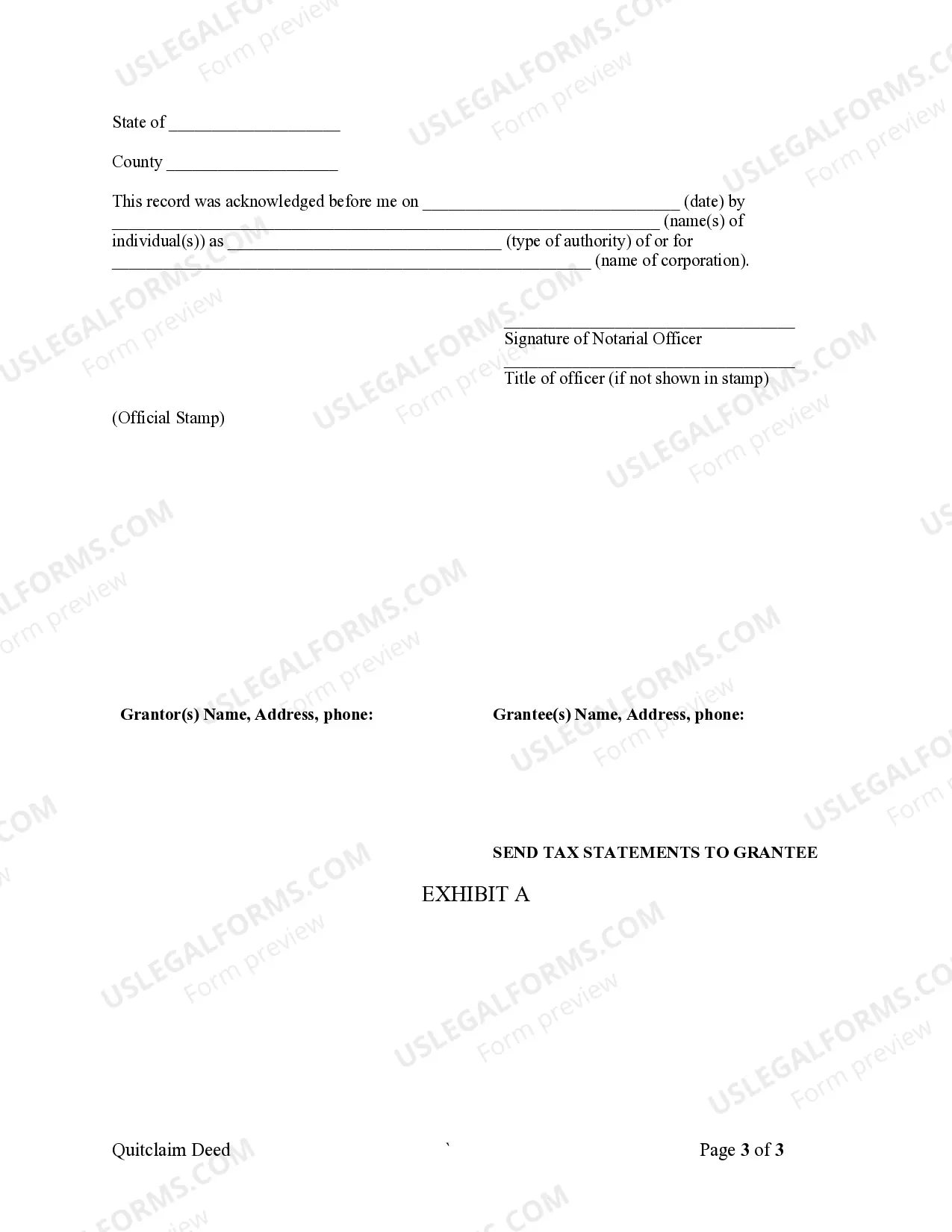 Preview Quitclaim Deed from Corporation to LLC