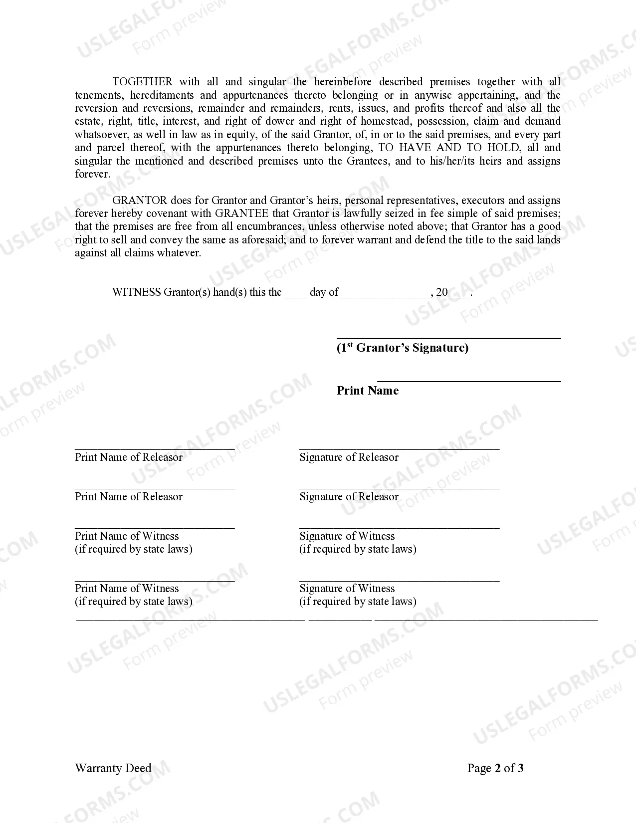 Preview Warranty Deed from Individual to a Trust