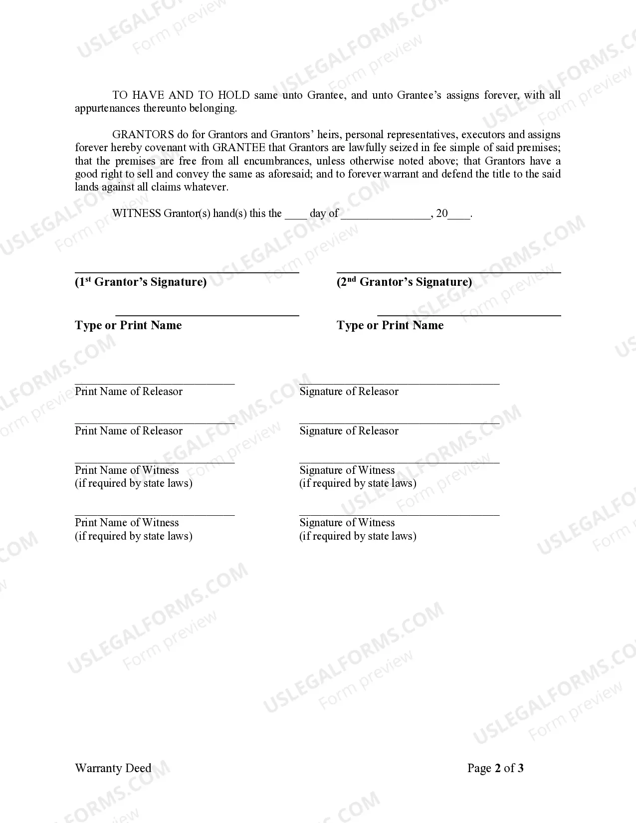 Preview Warranty Deed from Husband and Wife to a Trust