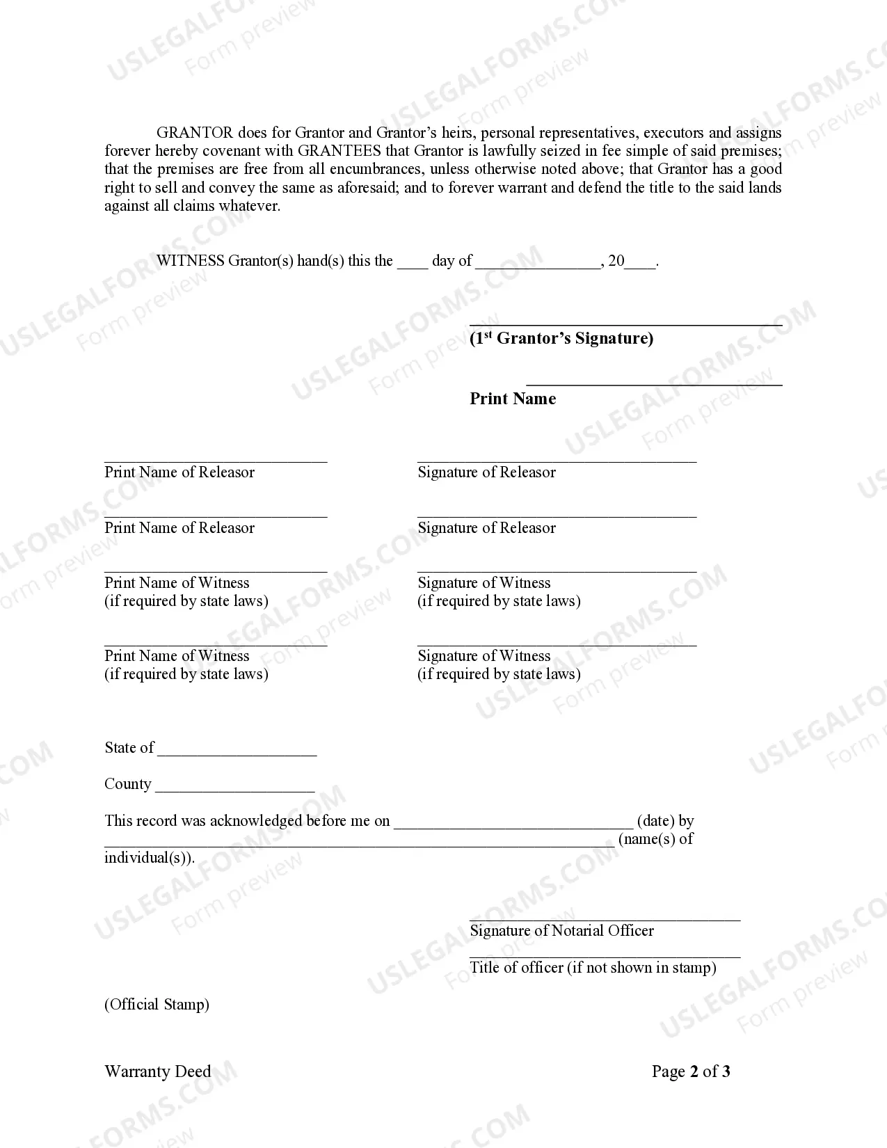 Preview Warranty Deed from Husband to Himself and Wife