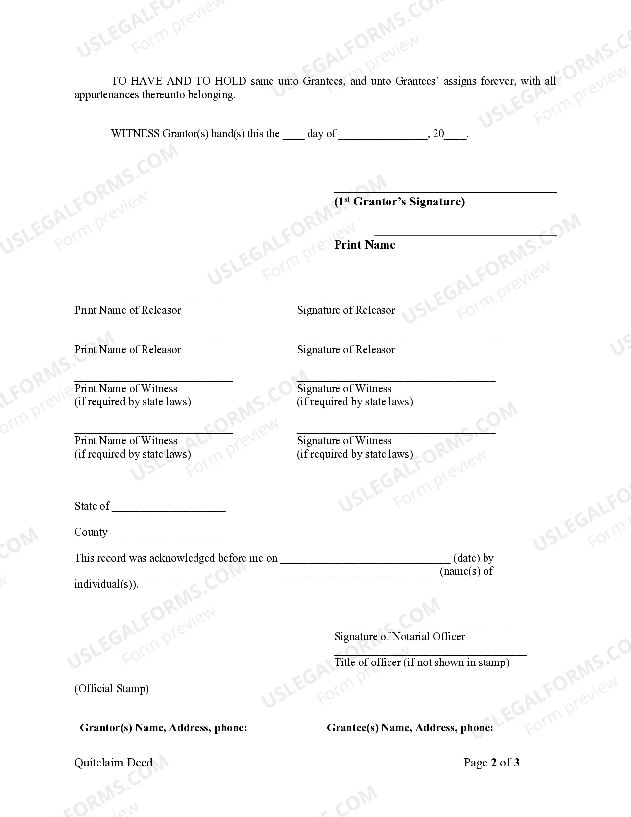Preview Quitclaim Deed from Husband to Himself and Wife