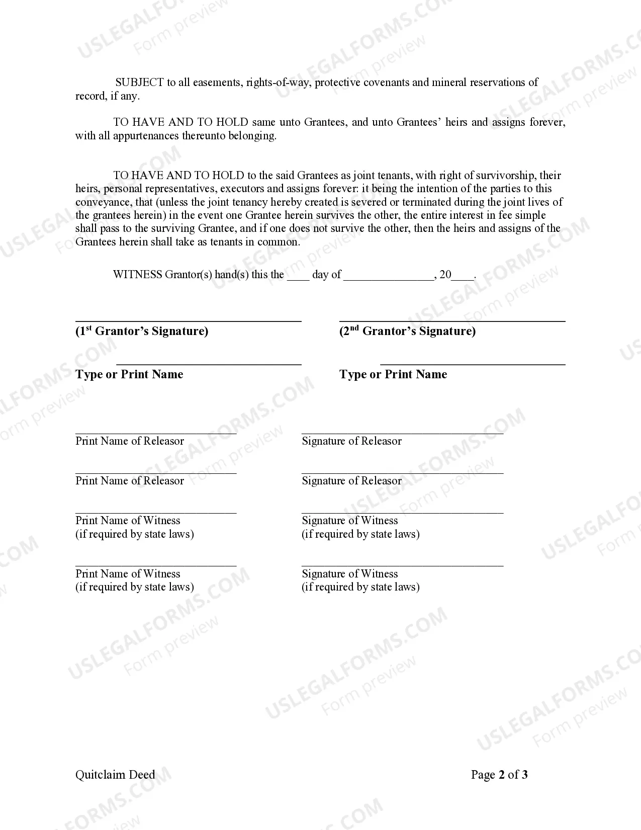Preview Quitclaim Deed from Husband and Wife to Husband and Wife